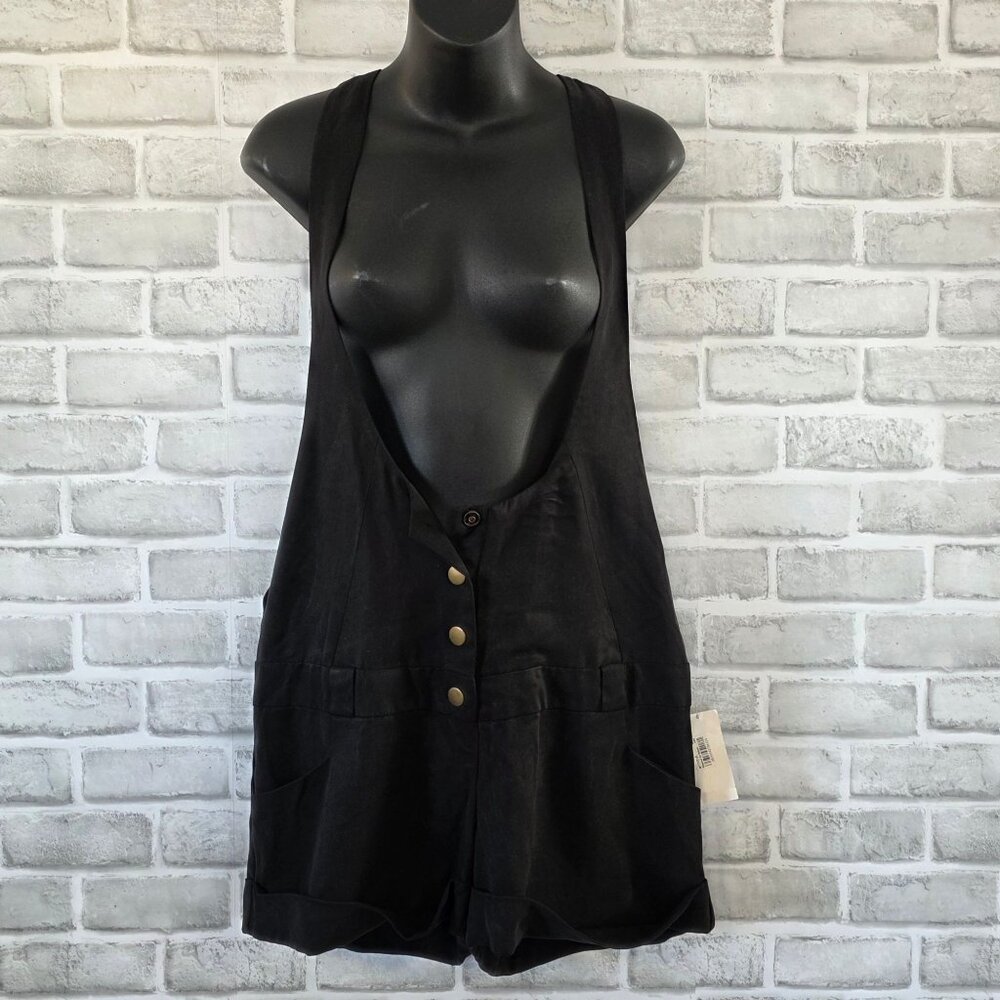 Dolce Vita Black Overall Romper Shorts Medium NEW Casual *flaw $198